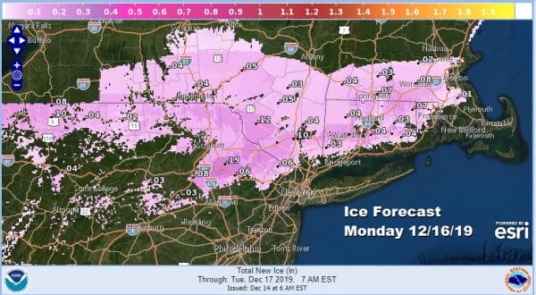 No Winter Weather Advisories Snow Coating to 2 Inches Then Ice Monday Night Rain Immediate Coast