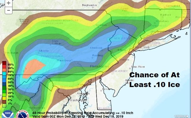 Winter Weather Advisories South Central Pennsylvania to Southern New England NW of I-95