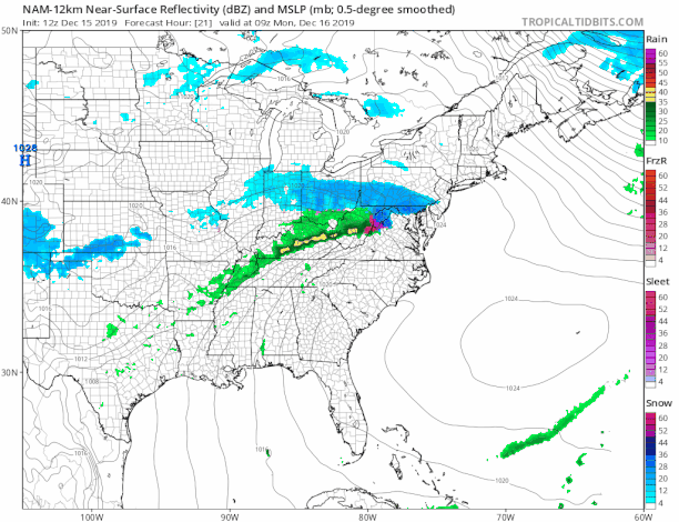 No Winter Weather Advisories Snow Coating to 2 Inches Then Ice Monday Night Rain Immediate Coast