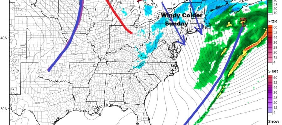 Another Round of Rain Before Colder Drier Air Arrives Sunday