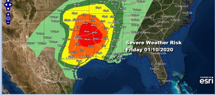 Severe Weather Risk Friday 01/10/2020