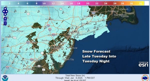 Another Chance for Snow Late Tuesday Tuesday Night Southeast Pa to Southern New England