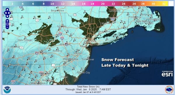 Snow Late Today & Tonight Northern Virginia to Southern New England