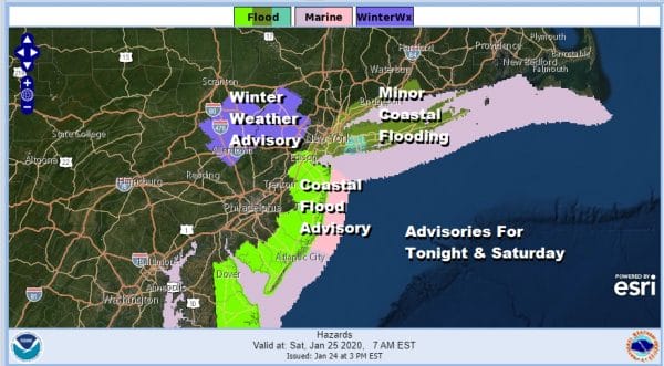 Winter Weather Advisory NW New Jersey NE Pennsylvania Coastal Flood Advisory NJ Shore