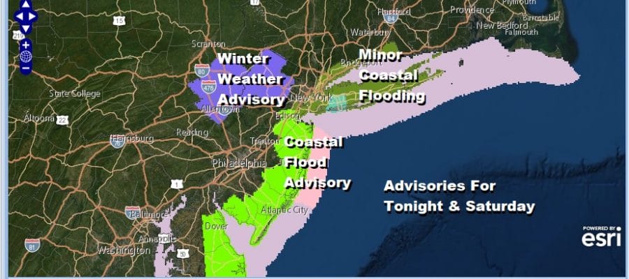 Winter Weather Advisory NW New Jersey NE Pennsylvania Coastal Flood Advisory NJ Shore
