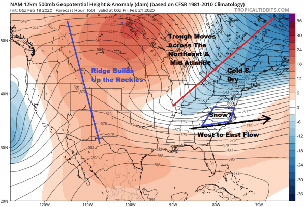 Showers Today Much Colder Wednesday Through Friday Snow Chance Grows For Southeast US