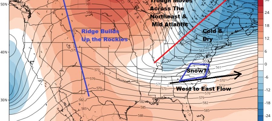 Showers Today Much Colder Wednesday Through Friday Snow Chance Grows For Southeast US