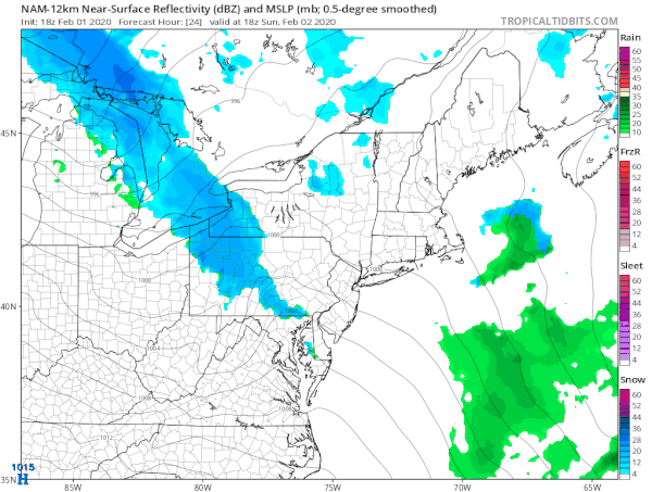 The precipitation is light and won't amount to much. Inland it may actually wind up being cold enough for a few wet snow flakes to get into the mix. Temperatures will likely settle in the 30s overnight.