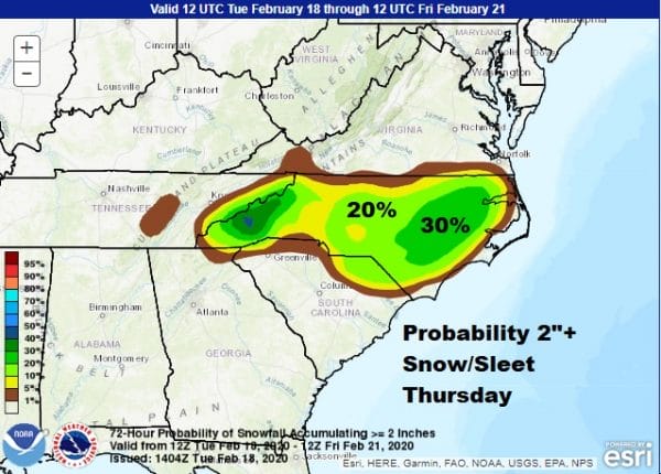 Showers Today Much Colder Wednesday Through Friday Snow Chance Grows For Southeast US
