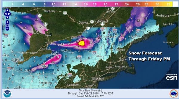 Showers Thunderstorm Possible By Morning Lake Effect Snow Storm Parts of Upstate N