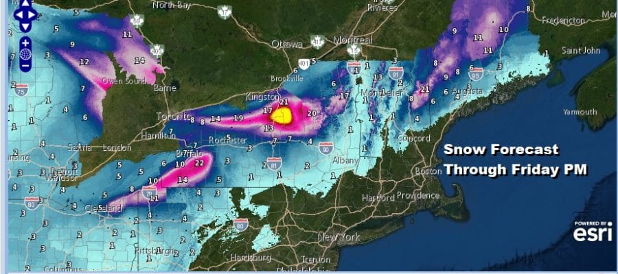 Showers Thunderstorm Possible By Morning Lake Effect Snow Storm Parts of Upstate N