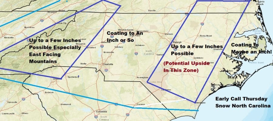 Showers End Overnight Cold Dry Wednesday Through Friday Snow Carolinas Southern Virginia Stays South