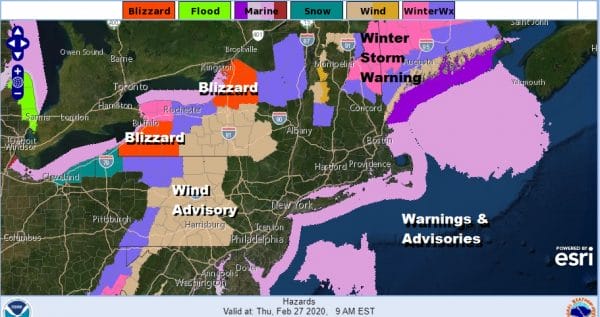 Showers Thunderstorm Possible By Morning Lake Effect Snow Storm Parts of Upstate N