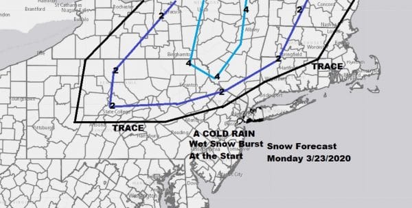 Chilly Sunday Burst of Snow to Rain Monday