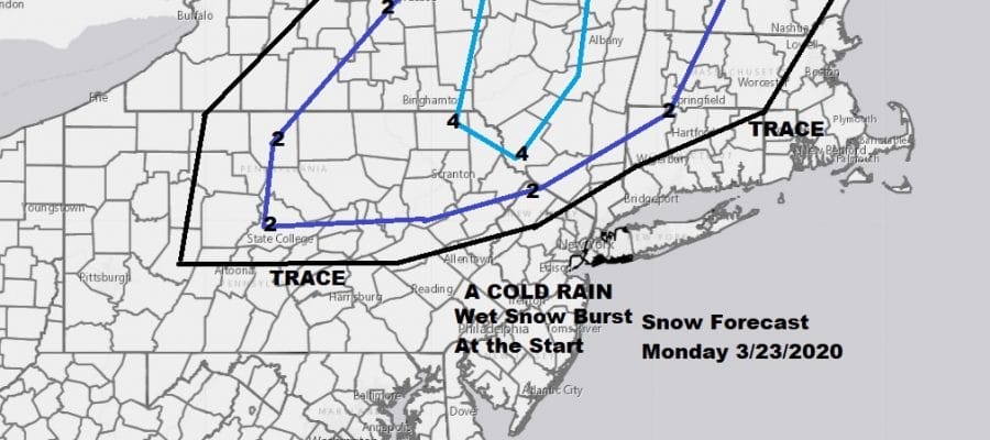 Spring Snow Monday Interior Northeast Cold Rain Coast