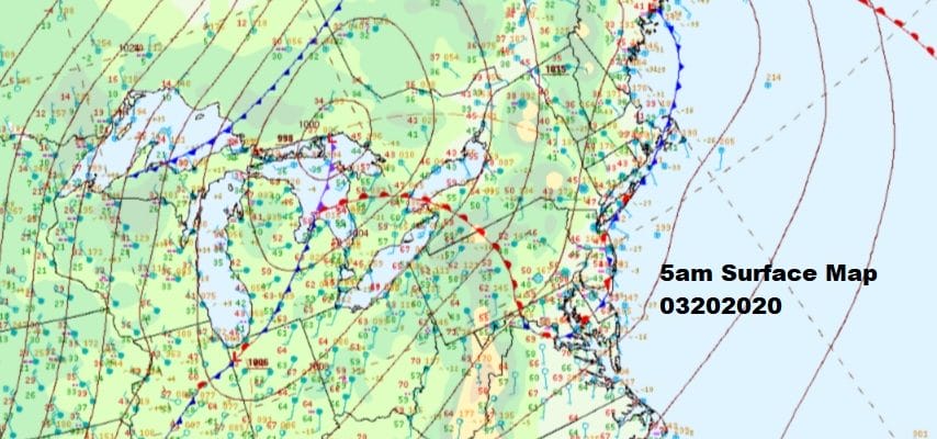 Warm Front Moving Northward Severe Weather Risk Later Today