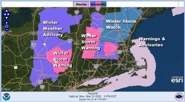 Winter Storm Warnings Catskills Berkshires Advisories NE Pennsylvania