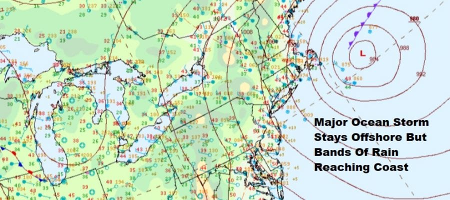 Bands of Rain Moving Southwest From Coastal Storm Offshore