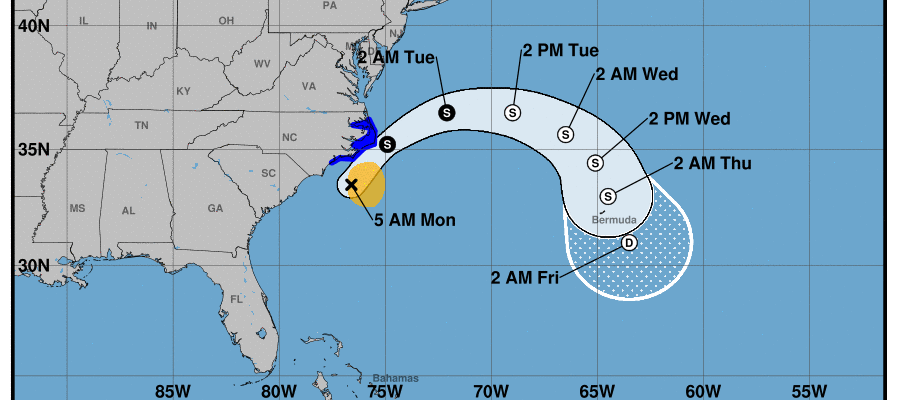 Arthur Nears North Carolina Coast Will Turn East Tonight & Tuesday