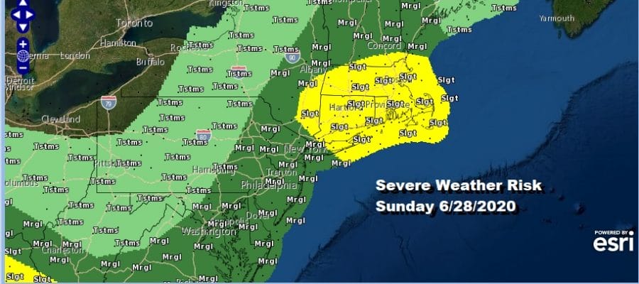 Severe Weather Risk NYC TO Boston Includes Long Island Southern Southeastern New England