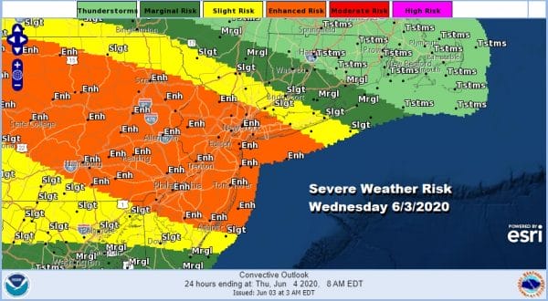 Severe Weather Risk Enhanced Strong Thunderstorms Likely This Afternoon