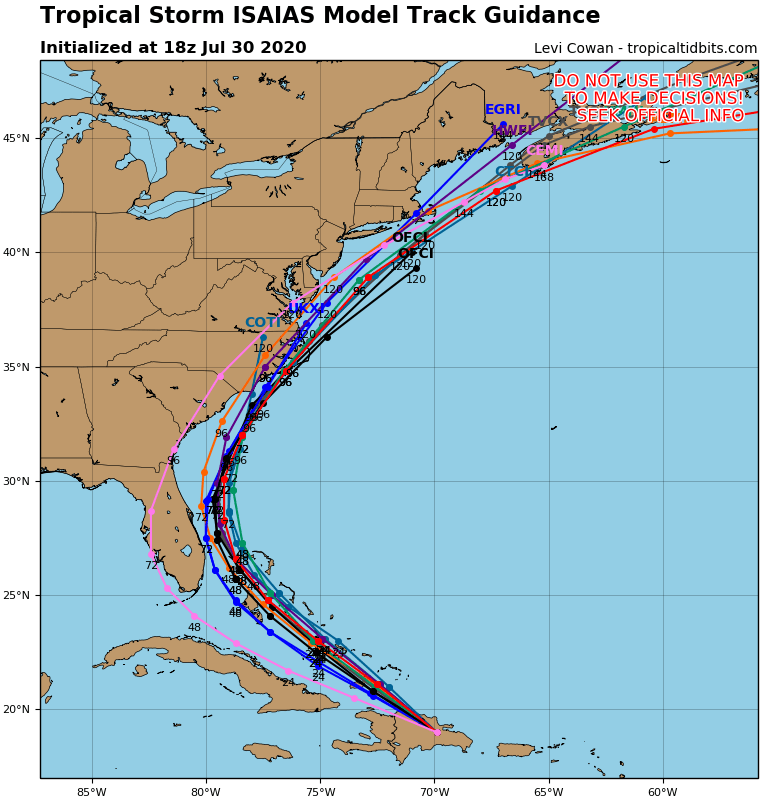 Rain Into Friday Afternoon, Warm Weekend Atmosphere Preps for Isaias Moving Up East Coast