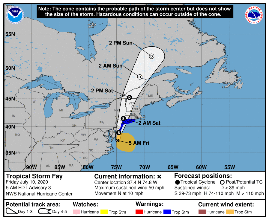 Tropical Storm Warnings Flash Flood Watch Fay Stronger Moving Northward