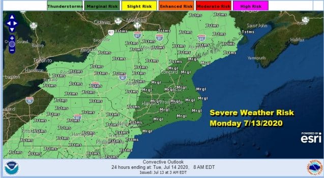 Severe Weather Risk Southern New England Long Island Lower Humidity Tuesday Wednesday