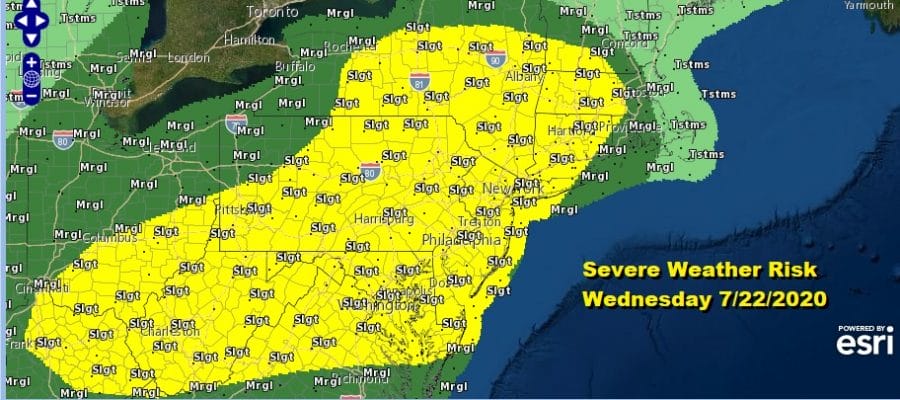 Thunderstorms Well Inland Tonight Severe Weather Risk Wednesday