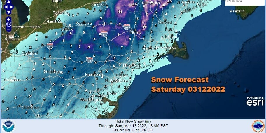 Snow & Ice Forecast Maps 03122022 Maine to Georgia