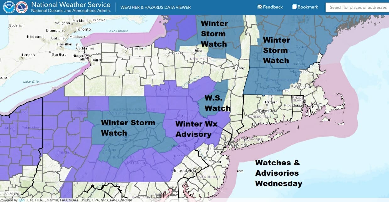 Winter Weather Advisory Northwest New Jersey Parts Of Hudson Valley ...