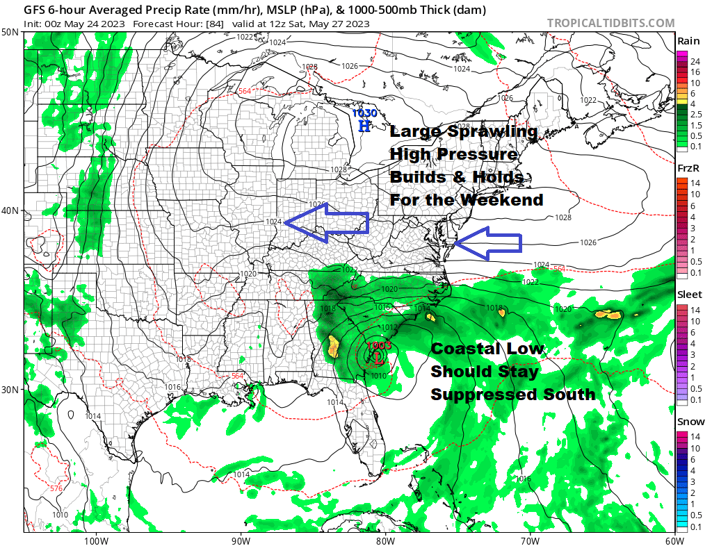 Late Shower Thunderstorm Chance Dry Into the Memorial Day Weekend No